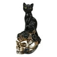 thumbnail image 3 of Wicca Magic Black Mystical Cat Sitting On Skull With Poison Roses Mini Figurine, 3 of 7