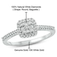 thumbnail image 4 of Cali Trove 10K White Gold 1/4ct TDW Round Baguette White Diamond Square Frame Fashion Ring, 4 of 7