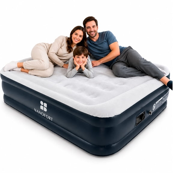 Colchon Inflable Queen Size NANOFORT Bomba Integrada Automatica