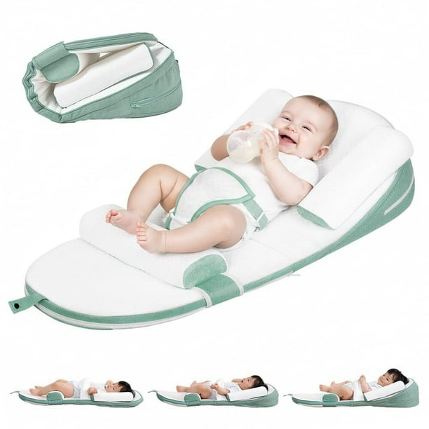 Almohada Antireflujo, Cojín Almohada Antireflujo para Bebé De Ajustabl Altura 88cm, Colchon Antirreflujo con Inclinación De 30, 15 y 0 Grados, con cinturón de fijación, Seguro, Hipoalergénico