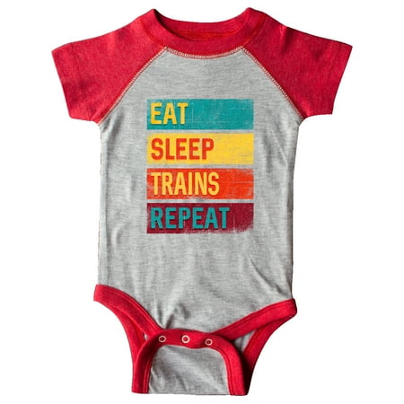 

Inktastic Eat Sleep Trains Repeat Gift Baby Boy or Baby Girl Bodysuit