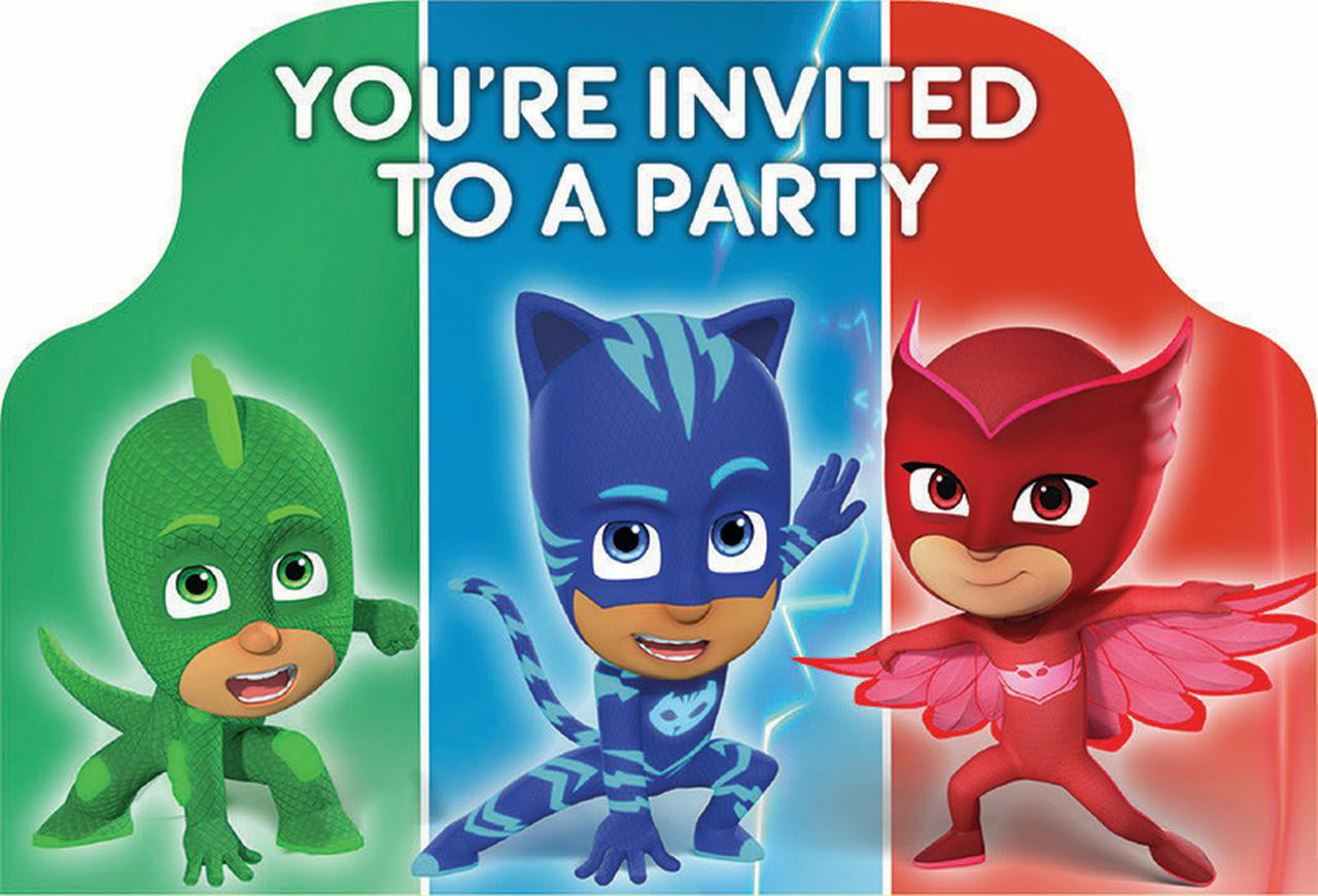 PJ MASKS THANK YOU NOTES 8 ~ Birthday Party Supplies Stationery Cards Disney 