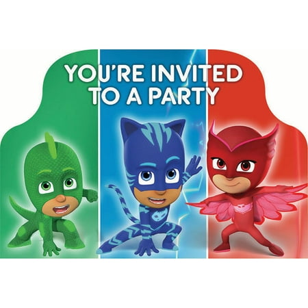 Disney Jr PJ  Masks  Birthday  Party  Invitation 16 Count 