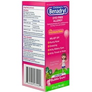 2 Pack - Childrens Dye-Free Allergy Liquid, Bubble Gum 4 oz