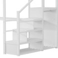 thumbnail image 5 of Queen Size Loft Bed Frame with Desk and Charging Station, Metal Loft Bed with Staircase and LED Light for Bedroom, Apartment, Dorm, Box Spring Not Required, Mattress Not Included, White, 5 of 9