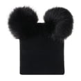 thumbnail image 1 of Kids Baby Autumn Winter Solid Color Warm Knit Hat Large Double Ball Woolen Cap, 1 of 9