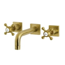 Kingston Brass KS6127BX Metropolitan Double-Handle Wall Mount Bathroom Faucet, Brushed Brass