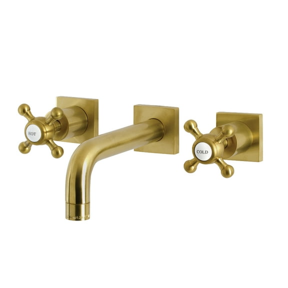 Kingston Brass KS6127BX Metropolitan Double-Handle Wall Mount Bathroom Faucet, Brushed Brass