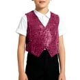thumbnail image 4 of CUZIBR Holiday Tops For Child Carnival Sparkling Sequins Vest V-Neck Sleeveless Button Waistcoat Stage Performance Shiny Glitter Jacket Spring Fall Clothing,Purple,2-3 Years, 4 of 4