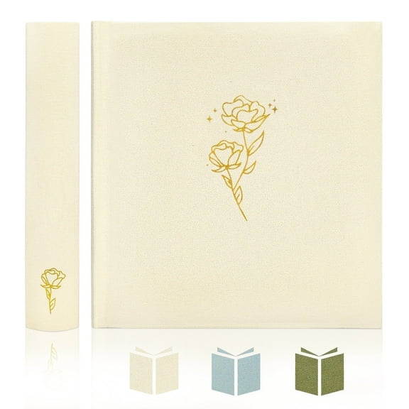 Customizable Scrapbook Album with Writing Space - Acid-Free 11.6 x 13 Inch Photo Album for Weddings, Baby, Graduation - Holds 3x5 to 8x10 Photos & Mementos (Beige)
