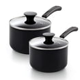 thumbnail image 1 of Cook N Home Juego de cacerolas antiadherentes de 1 cuarto y 2 cuartos de galón, juego de ollas multiusos, cacerola, utensilios de cocina con tapa de vidrio, aluminio negro, 1 of 5