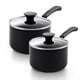 thumbnail image 1 of Cook N Home Juego de cacerolas antiadherentes de 1 cuarto y 2 cuartos de galón, juego de ollas multiusos, cacerola, utensilios de cocina con tapa de vidrio, aluminio negro, 1 of 5
