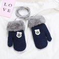 thumbnail image 6 of Baby Boys Girls Plush Children Soft Thick Warm Kids Gloves Knitted Mittens Cute BLACK, 6 of 8