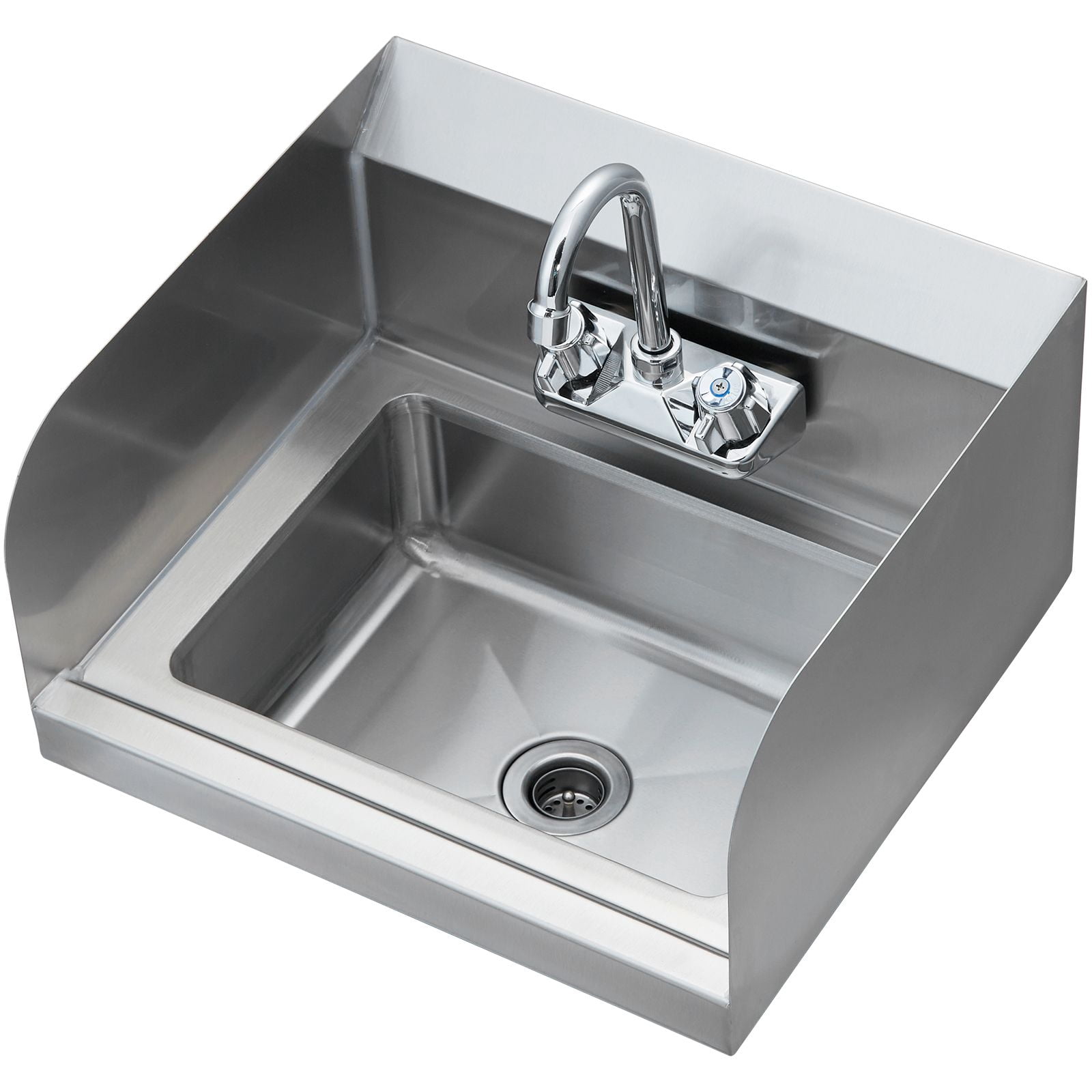 Dranite NSF Hand Sink with Side Splash, 17x12.8" Stainless Steel Wall Mount Basin