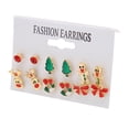 thumbnail image 2 of 6 pares de aretes navideños, estilos variados, colores vivos, aretes de aleación livianos a la moda para mujeres y niñas, cumpleaños, 2 of 14