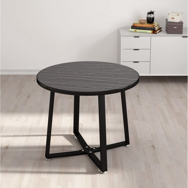 Mesa redonda de madera de 90cm con patas de mesa metálicas