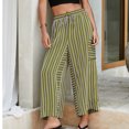 thumbnail image 2 of ZUKMRJPC Women's Stripes Lounge Trousers Elastic High Waisted Drawstring Baggy Wide Leg Pants Casual Cozy Sweatpants with Pockets, 2 of 6
