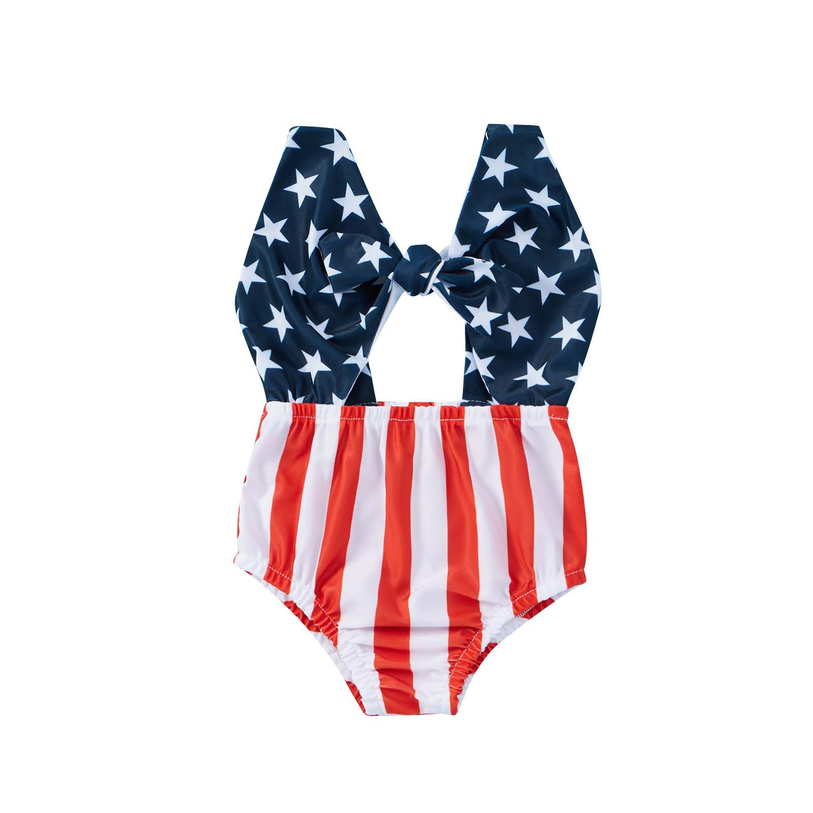 Toddler Girls Swimsuit Kids Swimwear Strip Top Star Short Beachwear Independence Day Swimming