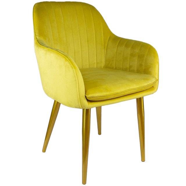 Sillón Comedor Eames Tapizado Rack & Pack Mostaza Terciopelo Sala Habitación