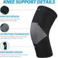thumbnail image 2 of Lot de 2 Manchons de Compression Premium pour Genou Soulagement de la Douleur, Soutien des Articulations, Récupération des Blessures, Stabilise le LCA, le MCL, le Ménisque, la Tendinite, Idéal pour la Course, le Gym, le Mode de Vie Actif, Noir, 2 of 5
