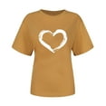 thumbnail image 5 of Pincandy Women Short Sleeves Crewneck Heart-shaped Print Casual Tops Blouse T-shirt Graphic Tees Shirts Short Sleeve Casual Basic Tops,Yellow,2XL, 5 of 7