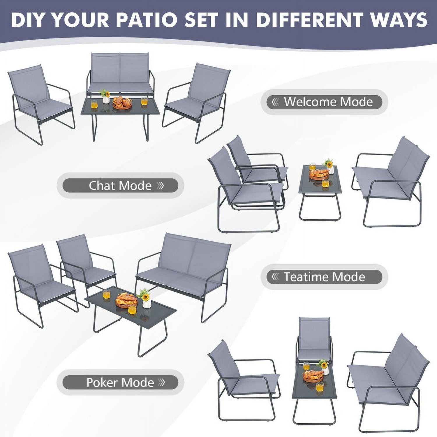 Aimee Lii 4 Pieces Metal Patio Furniture Set with Tempered Glass Coffee Table, Patio Conversation Sets for Backyard and Poolside Aimee Lii 4 Pieces Metal Patio Furniture Set with Tempered Glass Coffee Table, Patio Conversation Sets for Backyard and Poolside