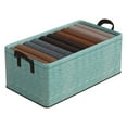 thumbnail image 2 of Under $10 Storage Bins, Hwkond Faux Linen Steel Frame Thick Folding Clothing Organizer Household Closet Without Cover Organizer Clothing Organizer Box,Green, 2 of 5