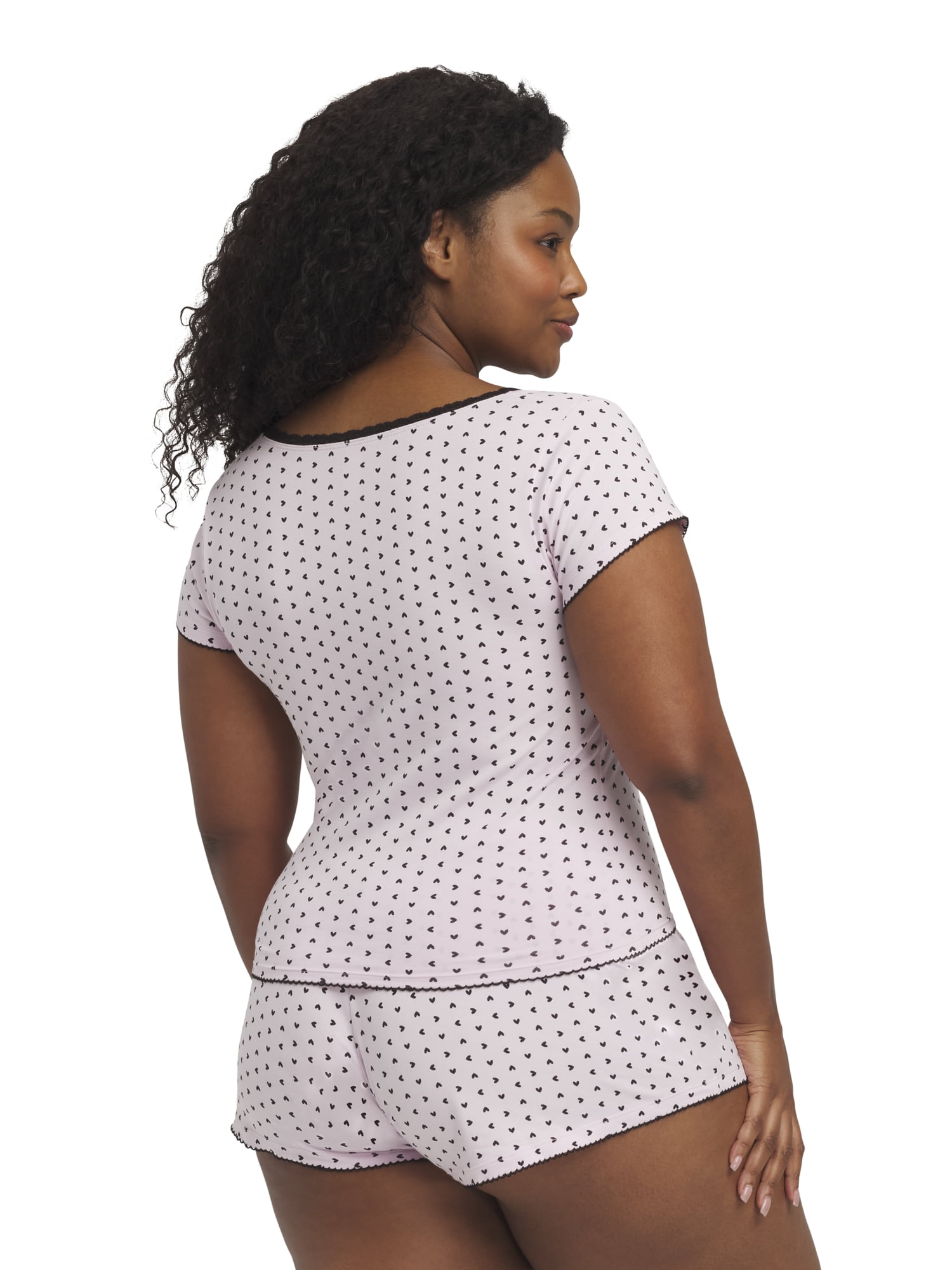 Mills by Millie Bobby Brown Women's Sleep Printed Stretch Jersey Cap Sleeve Top with Stretch Lace Trim, Sizes XS-XXXL