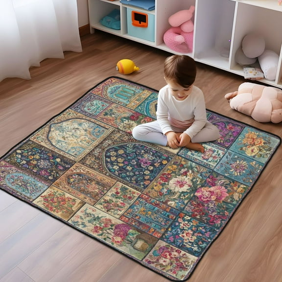 WOBOGO Different Cultural Styles Baby Playmats Extra Large Waterproof Rollable Activity Pads for Toddlers 50×50inch