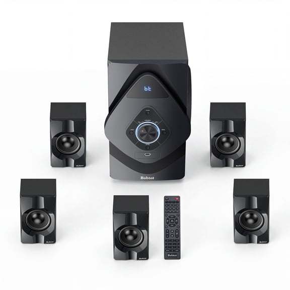 Bobtot Surround Sound Systems Wireless Rear Satellite Speakers - 800W 6.5inch Subwoofer 5.1/2.1 Channel Home Theater Systems with ARC Optical Bluetooth Input