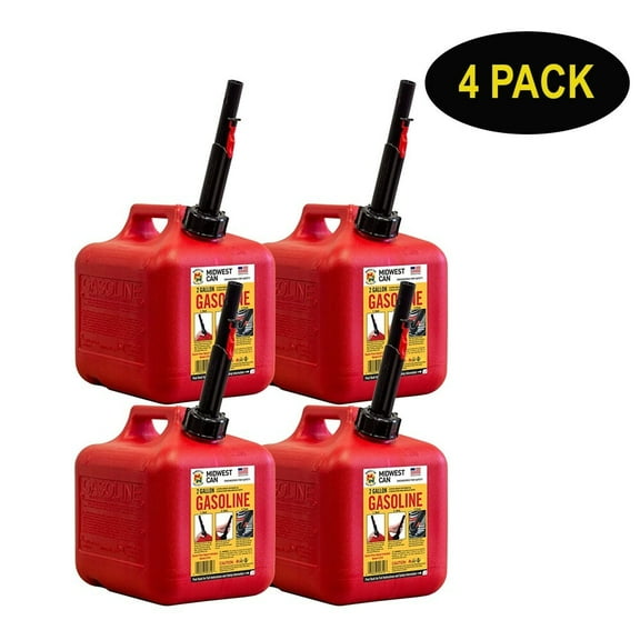 MIDWEST 2 GALLON GASOLINE CAN CONTAINER W/ QUICK FLOW SPOUT MODEL 2310 (4 PACK)