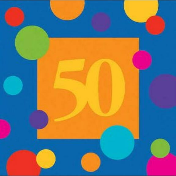 Birthday Stripes 50th Birthday 3-Ply Paper Lunch Napkins 16 Per Pack