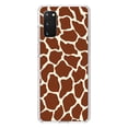 thumbnail image 1 of DistinctInk Clear Shockproof Hybrid Case for Galaxy S20 ULTRA / 5G (6.9" Screen) - TPU Bumper, Acrylic Back, Tempered Glass Screen Protector - Brown Tan Beige Giraffe Skin Spots - Animal Print, 1 of 2