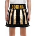 thumbnail image 3 of Hansber Kids Boys Sparkle Boxing Trunks Kickboxing Fight Match Muay Thai Training Boxer Shorts Black Gold 8, 3 of 6