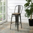 thumbnail image 4 of Industrial Country Cottage Farm Beach House Bar Pub and Dining Kitchen Bar Side Stool Chair, Metal Steel Wood, Brown, 4 of 5