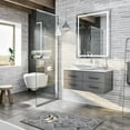 thumbnail image 4 of Totti Wave 36" Gray Modern Bathroom Vanity w/ Super White Man-Made Stone Top & Sink, 4 of 7