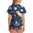 thumbnail image 5 of AHMOMEI Cartoon Animal Print Scrub Tops Women S-5XL Plus Size Nurses Working Uniforms with Pocket V Neck Short Sleeve Women Scrub Tops, 5 of 6