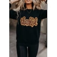 thumbnail image 2 of Women's Black Glittering Thankful Graphic Drop Shoulder Sweatshirt | [ZhiHiMeRi] | (US 20-22)2XL, 2 of 7