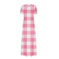 thumbnail image 3 of PuLe 【New】 Summer Short Sleeve Dress Women Summer Maxi Dress Casual Long Boho Beach Sundresses Casual Crewneck Short Sleeve Ankle Length Dress, 3 of 4