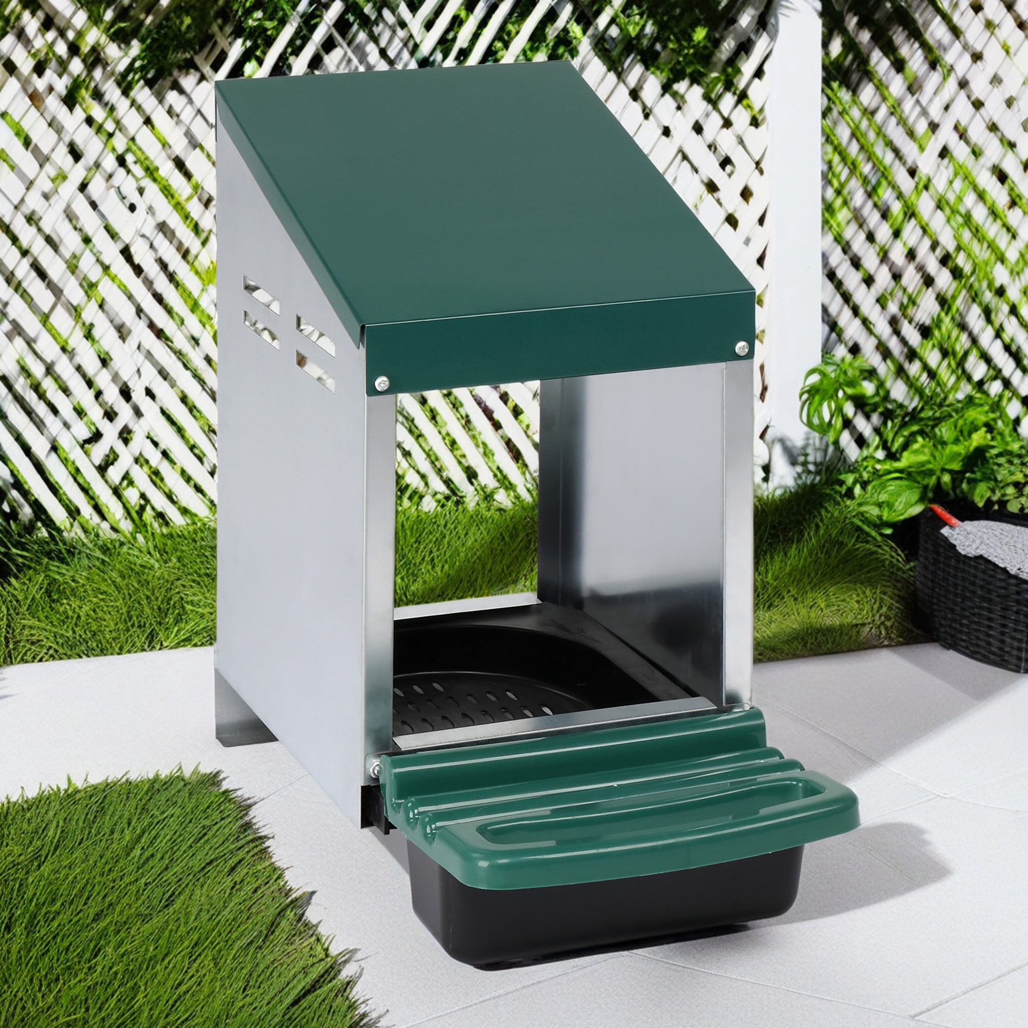 Pefilos Single Compartment Roll Out Chicken Nesting Box with Plastic Basket, Egg Nest Box Chicken Laying Box Hens Chicken Coop Poultry Box, Green