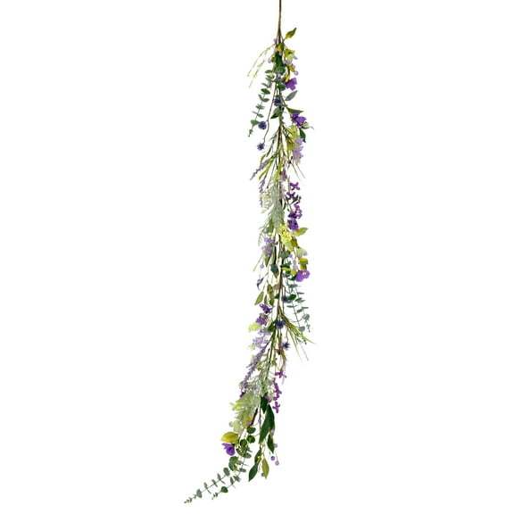 Puleo International 60" Artificial Lavender Spring Garland, Green/Purple