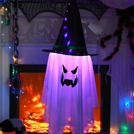 

Wadada Halloween Decorations Outdoor Halloween Decor Hanging Outdoor String Lights Glowing Ghost Witch Hat Halloween Decorations Indoor Ornaments Halloween Lights for Home Tree Garden Yard