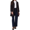 thumbnail image 2 of INSPIRE CHIC Women's Vintage Plaid Pea Coat Long Sleeve Stand Collar Belted Single Breasted S Red Blue, 2 of 6