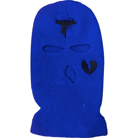GRNSHTS 3-Hole Knit Full Face Cover Winter Warm Ski Mask Knitted Balaclava Hat Face Mask for Adult Outdoor Sports (B-blue)