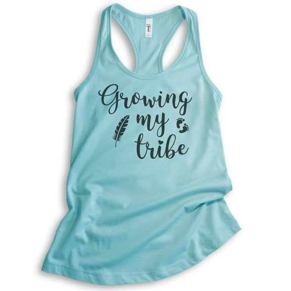 Growing My Tribe Tank Top, Ladies Racerback Tank Top, Pregnancy Tank, New Mom Tank, Baby Announcement Tank, Cancun, Large