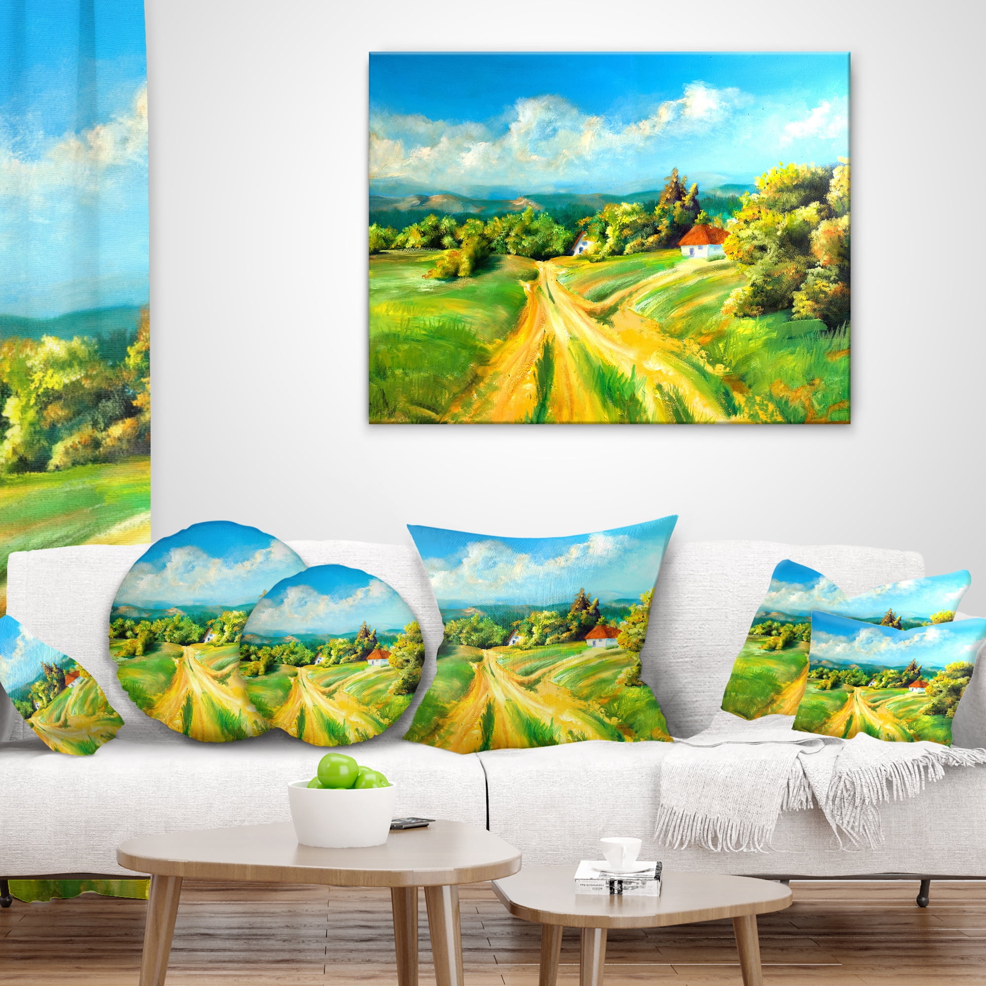 Designart Color of Summer - Landscape Printed Throw Pillow - 12x20