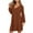 Brown, variant on Women's Casual V-Neck Ribbed Brushed Dress Long Sleeve Solid Color Flattering Everyday Comfortable Stretchy Knit Tunic