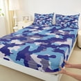 thumbnail image 3 of Feelyou Retro Camo Camouflage Queen Sheet Sets, Blue Abstract Ombre Flat Sheet, Teens Kids Boys Girls Queen Fitted Sheet, Breathable Home Decor, 4 Pieces, 3 of 7