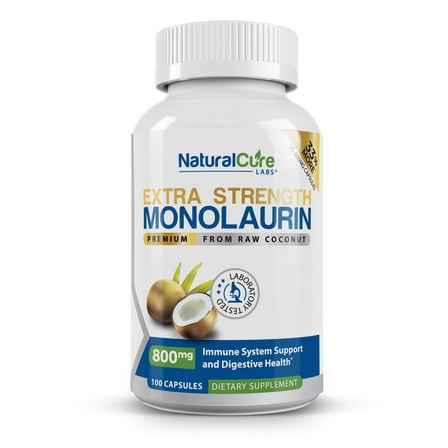 Monolaurin 800mg - Extra Strength Formula - 100 Vegan Capsules - Natural Cure Labs