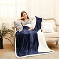 thumbnail image 2 of Sherpa Throw Blanket Super Soft Non Shedding Reversible Ultra Luxurious Plush Blanket (60 X 80 inches, Blue), 2 of 12